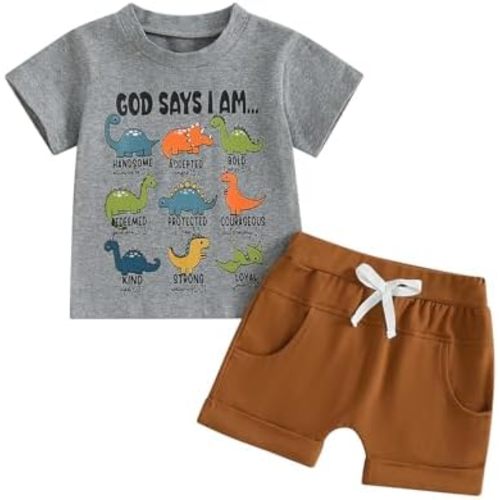 Fernvia Toddler Baby Boy Summer Clothes 6 12 18 24 Months 2T 3T 4T Short Sleeves Shirt Tops & Casual Shorts Outfit Set