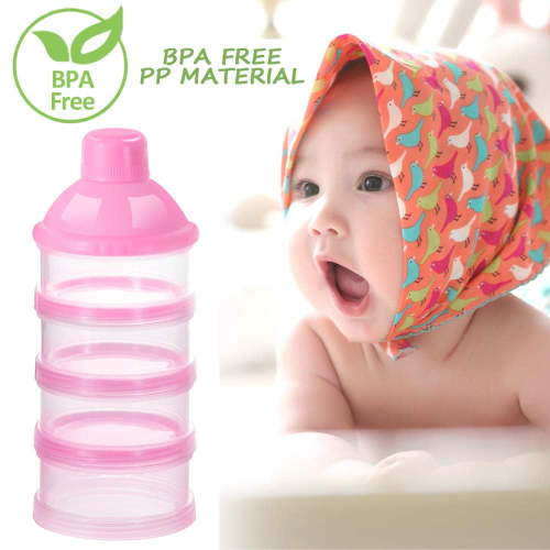 Formula Dispenser On The Go, 4 Compartments Stackable Formula Container for Travel, Baby Milk Powder Kids Snack Container, BPA Free 