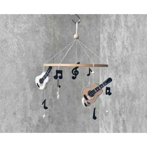 Baby musical mobile with guitars, baby boy and girl mobile for nursery, Crib mobile, ceiling mobile, gender neutral mobile, newborn gift.