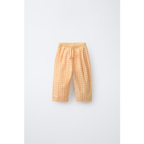 RELAXED GINGHAM PANTS - Tangerine | ZARA United States
