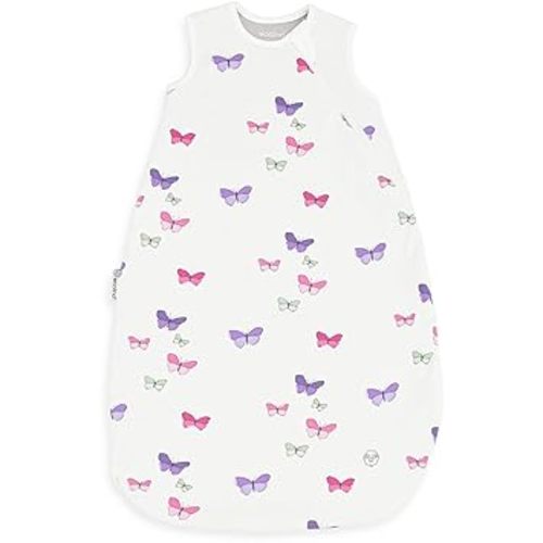 Woolino Merino Wool and Organic Cotton Baby Sleeping Bag - 4 Season Classic Sleep Sack - Two-Way Zipper Sleeping Bag for Baby and Toddler - 0-6 Months - Butterfly