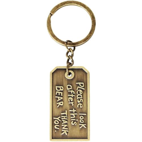 Half Moon Bay Official Paddington Bear Please Look After This Bear Metal Keychain – Vintage Style Antique Brass Luggage Tag Keyring, Collectible British Souvenir Gift (2.64 x 5.31 inch)