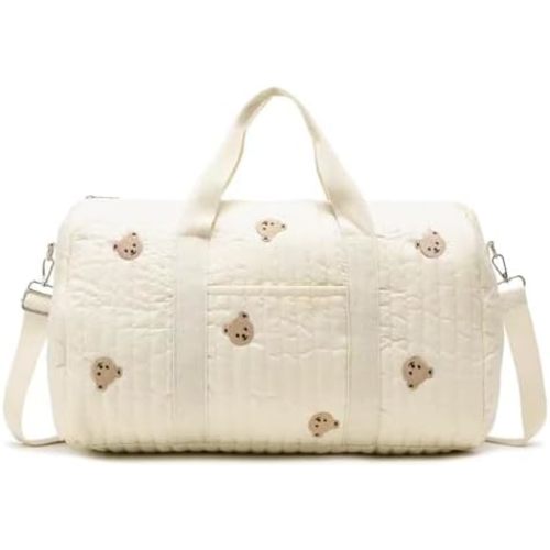 Quilted Duffle Bag For Women Cute Weekender Bags Floral Travel Bag Cotton Diaper Tote Bag