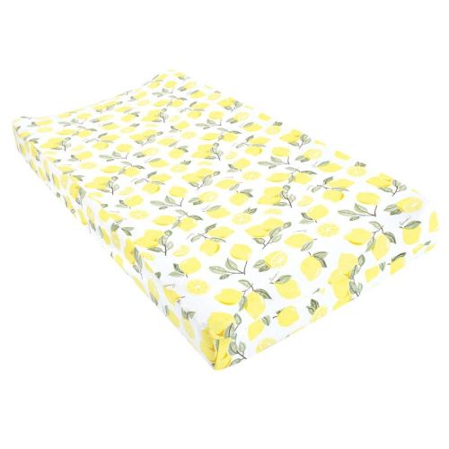Hudson Baby Infant Girl Changing Pad Cover, Lemon, One Size