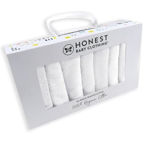 HonestBaby 10-Pack Terry Wash Cloths in Gift Box 100% Organic Cotton for Infant Baby Boys, Girls, 10-Pack Light Pink, One Size
