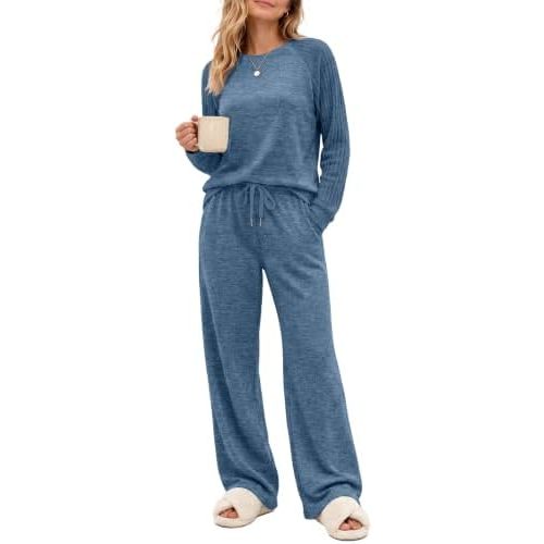OFEEFAN Pajama Sets for Women 2 Piece Lounge Sets Pjs Winter Soft Sleepwear