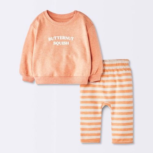 Baby Butternut Squish Sweatshirt and Jogger Pants Set - Cloud Island™ Melon Orange 0-3M
