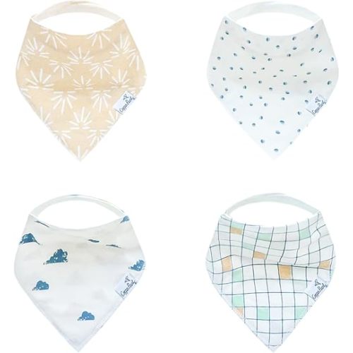 Copper Pearl 4 Pack Soft Cotton Baby Bibs for Drooling and Teething, Absorbent Drool Bibs for Baby Girl and Boy, Adjustable to Fit Newborns to Toddlers, Tons of Styles (Sol)
