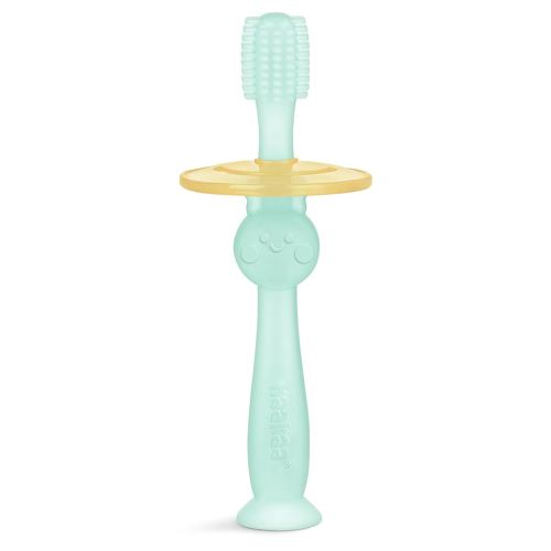 Haakaa 360 Food Grade Silicone Baby Toothbrush - 6M+ With Shield & Base Design, 1pc (Blue)
