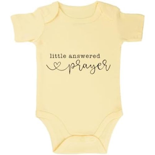 Little Answered Prayer Infant Reveal Ideas Pregnancy Baby Announcement Bodysuit Girl And Boy 0-12M