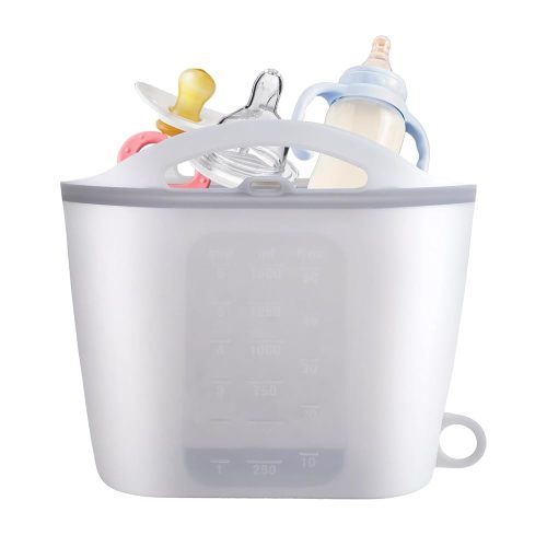 Silicone Microwave Steam Sterilizer Bag 1500ML Reusable Steaming Bags for Baby Bottles, Breast Pump,Pacifiers and Teethers，Breast Feeding Baby Travel Accessories