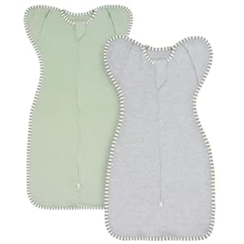 Transition Swaddle 3-6 Months Baby Sleep Sack Arms up Swaddle 2-Way Zipper 100% Cotton Arms in/out, 0.8 Tog Baby Swaddles 3-6 Months for Boy Girl, 2-Pack (Medium 14-20lbs)