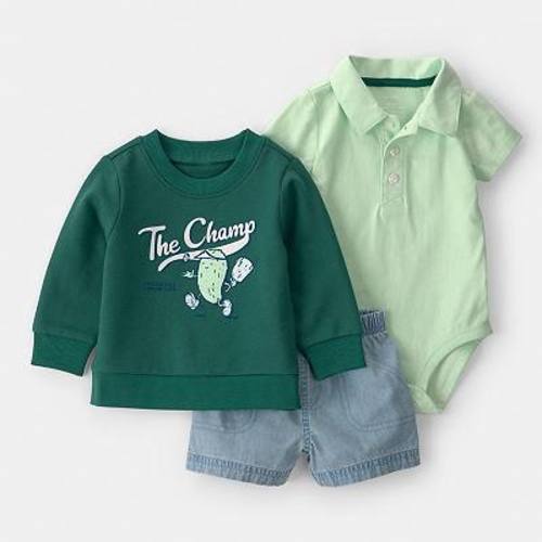 Baby Carter's 3-pc. Pickleball Sweatshirt, Bodysuit, & Shorts Set