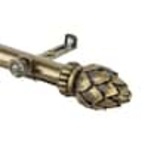Rod Desyne 28 in. - 48 in. Telescoping Single Curtain Rod Kit in Antique Brass with Bud Finial 4807-284