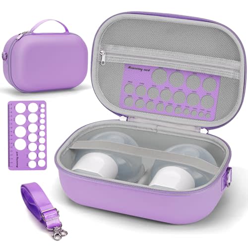 Wearable Breast Pump Bag Carrying Case for Momcozy & Willow, Use with Hands Free Wearable Breast Pumps for eufy Security/Medela/Bluefair, Travel Pumping Bag with Nipple Ruler & Removable Tray(Holds 2)