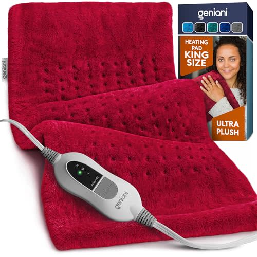 GENIANI Electric Heating Pad for Back Pain & Cramps Relief, Electric Throw, Self Care Gifts for Women, Heating Pad for Neck & Shoulder, Machine Washable Microplush, Auto Shut Off (12×24" Viva Magenta)