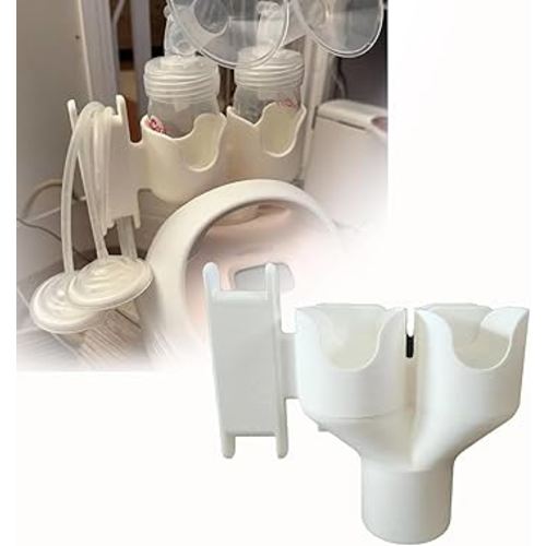 Breast Pump Bottle and Hose Holder for Spectra New S1/S2, Dual Bottle Organizer with Hose Wrap Arm,Space-Saving Design, Easy Installation