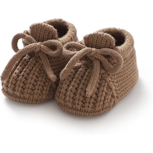 DovFanny Baby Booties Newborn Baby First Shoes Cozy Warm Knit Soft Booties for Toddler Infant Boy Girl