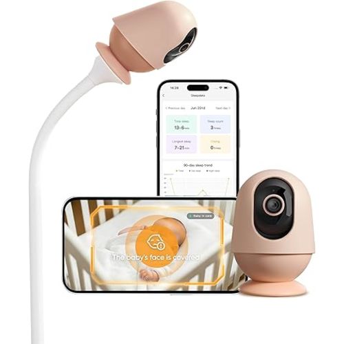 Monai 4K Smart Baby Monitor, Eye-Safe 950nm Night Vision, 7 AI Features, Phone App Baby Camera, 8X Zoom, Instant Alerts (Cry/Face Covered), No Monthly Fee, Hack-Proof, Local Storage