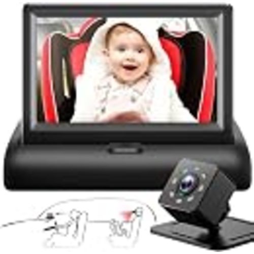 Baby Car Mirror with 4.3'' HD Night Vision Function Display, Safety Car Seat Camera with Wide Crystal Clear View, Easily Observe The Baby’s Move(Not USB)