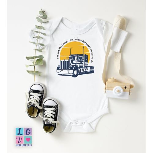 Trucker baby Onesie® birth announcement, Baby shirt for semi truck drivers kid, Truck baby shower funny baby Onesie®