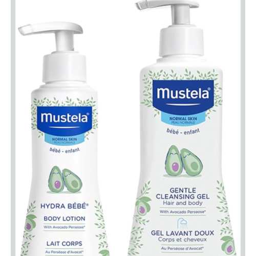 Mustela Baby Bath Time Gift Set - Baby Skin Care Essentials with Natural Avocado - Contains Hydra Bebe Body Lotion 10.14 fl. oz. & Gentle Cleansing Gel 16.9 fl. oz. - 2 Items Set