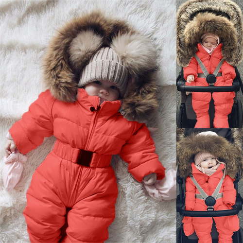 Baby Girls Boys Snowsuit Toddler Winter Jumpsuit Outwear for Baby Girls Winter Coat Long Sleeve Windproof Baby Girl Clothes Winter 9-12 Months
