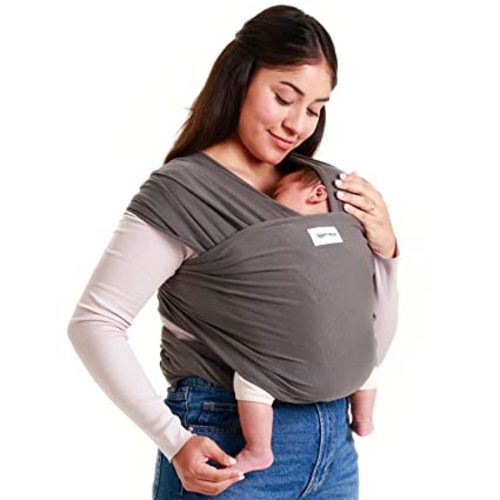 Sleepy Wrap Stretchy Ergonomic Baby Carrier Sling for Newborns to Toddlers - Hands-Free Lightweight Baby Wrap 7-35 lbs (Dark Gray)