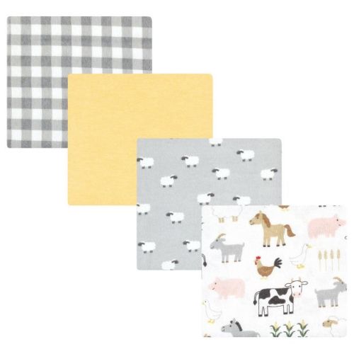 Hudson Baby Cotton Flannel Receiving Blankets Set, Cute Farm, One Size