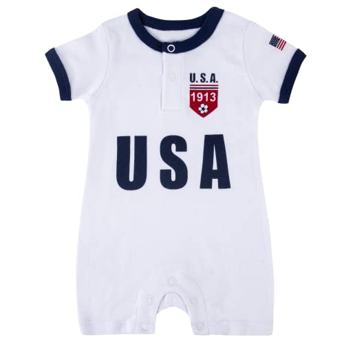 Baby Soccer Bodysuit - Short Sleeve Romper Outfit for Newborn & Toddler 0-24 Months
