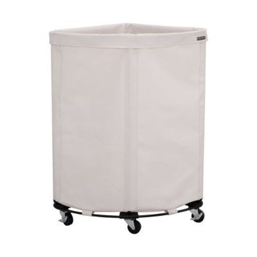 Seville Classics Heavy-Duty Rolling Corner Laundry Room Hamper, 24" W x 18" D x 30" H, Natural White