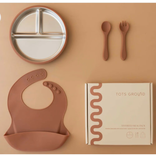 Stainless Steel Baby Feeding Set 6+ Months - Mocha Mousse
