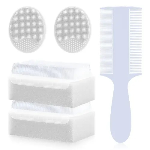 Cradle Cap Brush for Babies, 5Pcs Cradle Cap Treatment Set with Soft Bristle Brushes Silicone Scrubber Long Comb for Newborn Bathing Essentials Baby Brush and Comb Set (White)