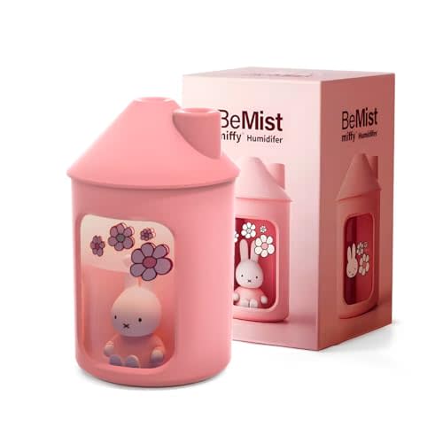 Mipow x miffy BTA700M Cool Mist Humidifier for Bedroom,Ultrasonic Quiet Humidifier with Night Light,450 ML Double Spray Humidifiers for Nursery,Office Indoor Plants (Pink), Gift for Mother's Day