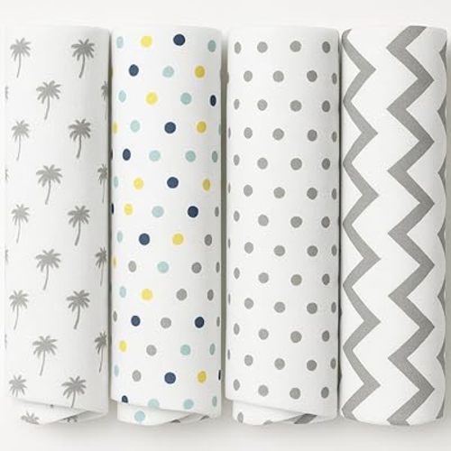 100% Muslin Swaddle Blankets,Baby Swaddling Blankets for New Born, Baby Receiving Blankets Unisex, Soft, Warm and Cosy Blankets Pack of 4, Size 47 x 47 inches,Gift for New Mom Coco Shrek