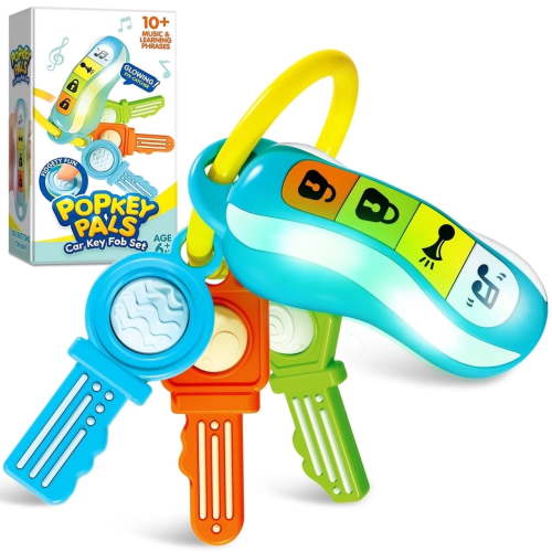 Joyfy 6 to 12 Months Baby Car Keys Teether, Toddlers Sensory Learning Toy with Music & Lights, Christmas & Birthday Gifts for Baby Age 6+ Months