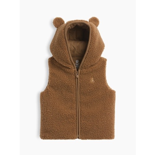 Baby Sherpa Hooded Bear Zip Vest