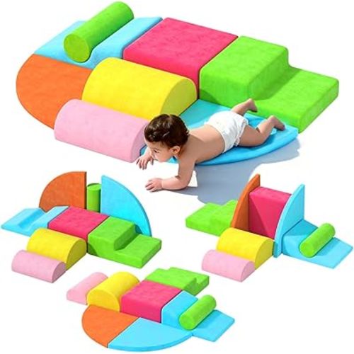 8 Piece Toddler Climbing Blocks，Soft Play Climbing Toys Indoor for Toddlers Ideal Crawling and Exploration Play Set for Baby Gym/Toddler Playground (Rainbow Color, 8pcs)