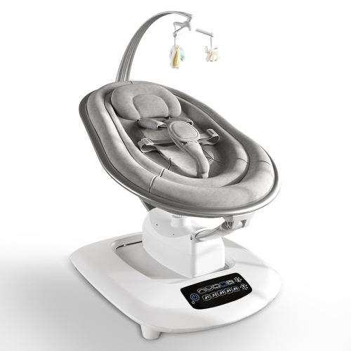 AMKE Luxury Electric Baby Swing for Infants - Quiet 45dB Motor, 5 Swing Motions, Touchscreen Control Panel Adjustable Recline, 5 Buit-in Songs - Newborn Rocker with Detachable Toys