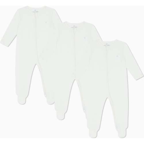 Two Way Zip-Up Sleepsuit 3 Pack, White - MORI Sleepwear | Maisonette