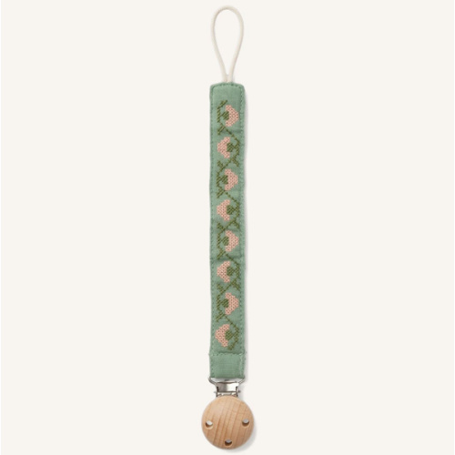 Editions Aimable - Auguste pacifier clip - Moss Green Gauze | Smallable