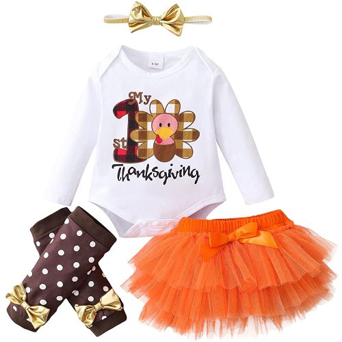 Newborn Baby Girl Clothes Toddler Long Sleeve Ruffle Romper Top Infant Skirt Set Little Girl Overall Dress