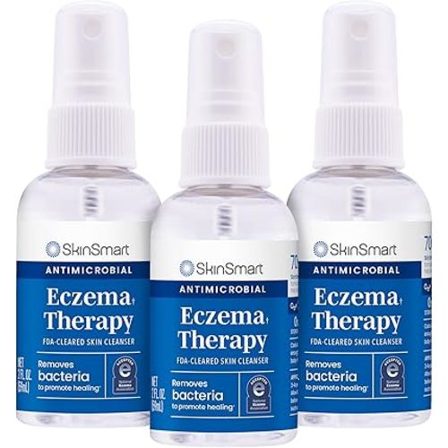 SkinSmart Antimicrobial Eczema Therapy with Hypochlorous Acid, Safely Removes Bacteria so Skin Can Heal, for Adults, Kids and Seniors, Travel Size 2 Ounce Clear Spray (Pack of 3)