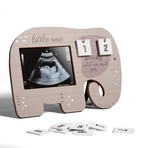 WerkaSi Ultrasound Picture Frames Sonogram Picture Frame with Countdown Weeks for Expecting Parents First Time Mama to be Pregnancy Gift Baby Keepsake Cut Photo
