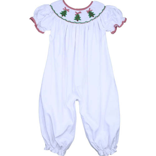 Smocked Christmas Tree Corduroy Long Bubble