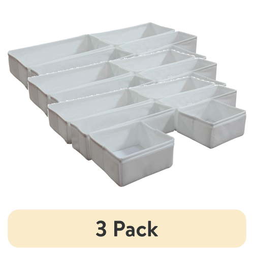 (3 pack) (3 pack) Mainstays White Drawer Organizer Set, 6 Pieces, 3 Sizes
