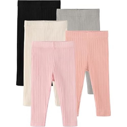5 Pack Baby Girl Pants Infant Toddler Girl Leggings Ribbed Cotton Pants