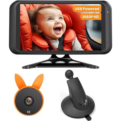 Suction Cup Bracket for Babyvue USB Baby Car Camera Plug-Play, 4.5" 1080P Easy Setup Backseat Camera with Flexible 360 Rotation, Clear Picture Rear Facing Car Seat Baby Monitor