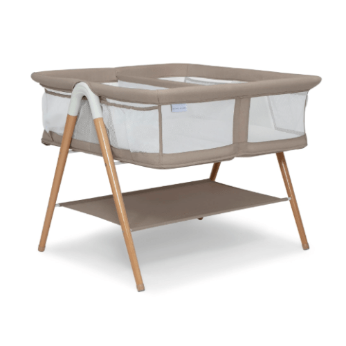 Delta Children Bondi Adjustable Height Bedside Beechwood Bassinet, Tan, Twin Bassinet