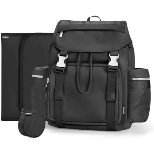 Diaper Bag Backpack with Changing Pad, Pacifier Case & Stroller Straps, Insulated Pockets Water Resistant Travel Essentials Baby Bag Multipurpose Travel Back, Big Storage in a Small Footprint